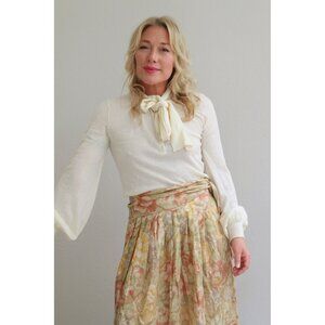 Moulinette Soeurs by Anthropology Cream Rhinebeck Wool Sweater Ascot Tie Small